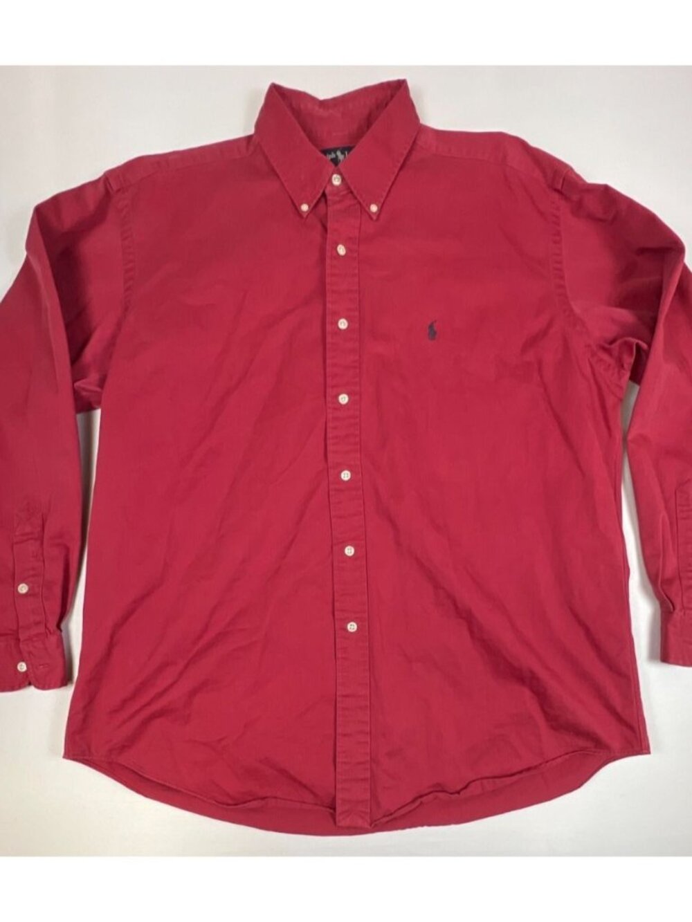 Polo Ralph Lauren Men L Blake Red Cotton Button Down Oxford Long Sleeve Shirt